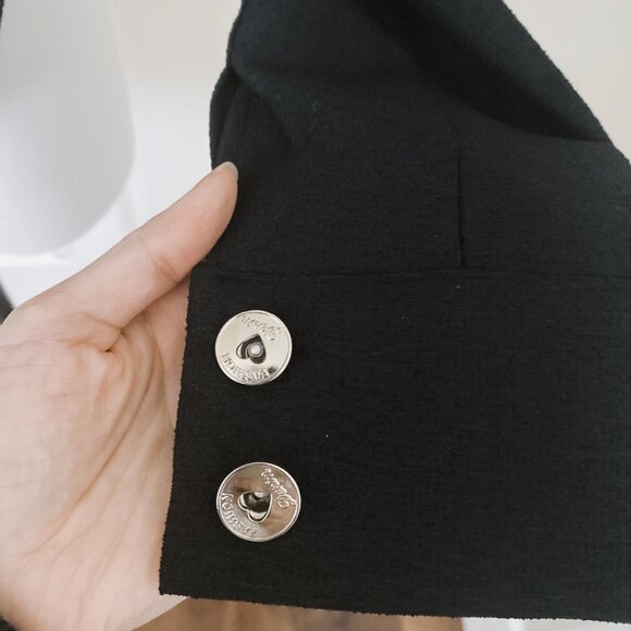 NWT Women's Black Puff Long Sleeve Pocket Front Zip Lapel Collar Jacket Top - Picture 4 of 6